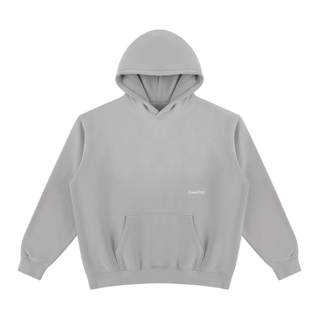 The Light Grey LOVED FIRST Washed Hoodie